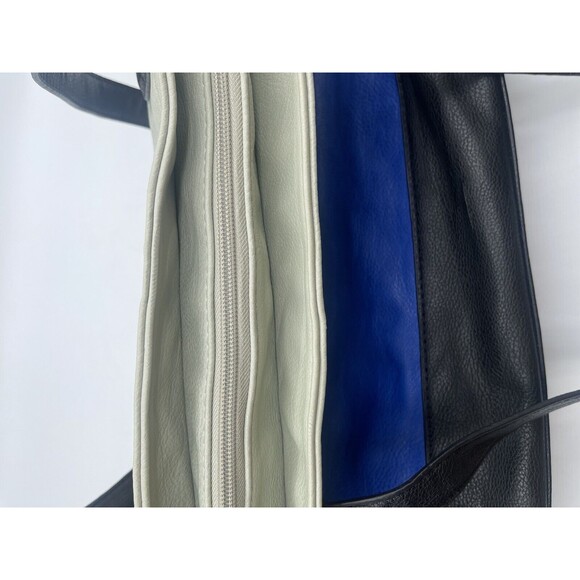 CLARKS Women's Over the Shoulder Tri-Color Laptop Tote - Cream, Blue, Black - Picture 8 of 16